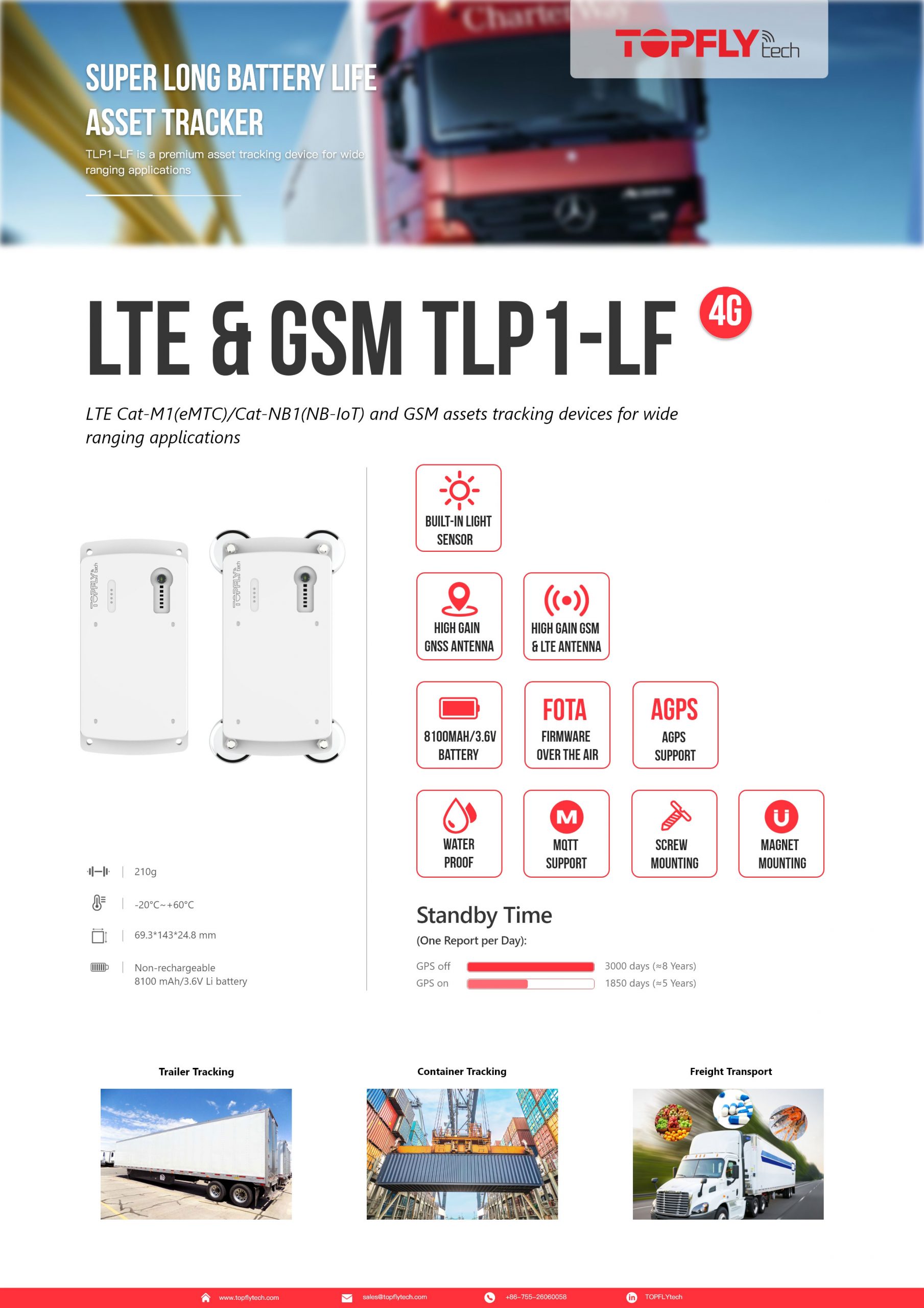 Portable GPS Tracking Devices TLP1-LF | TOPFLY