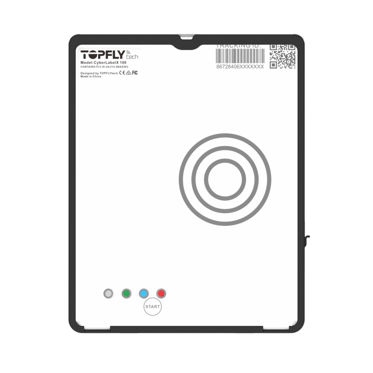 CyberLabelX 100 parcel tracker by TOPFLYtech, few coin-thin easy install on packages or high value shipment tracking solutions for visibility