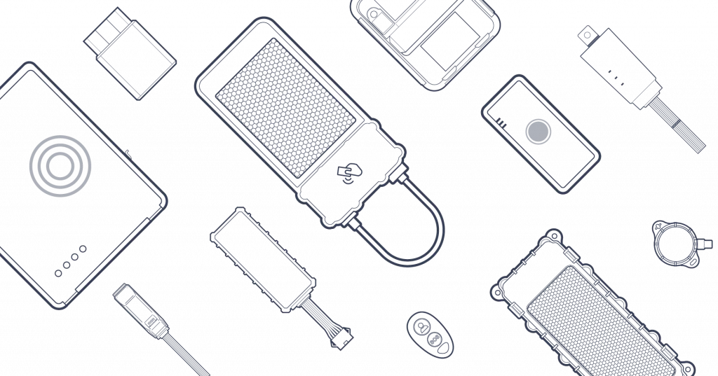 Trackers and IoT Accessory Products in vector line work by TOPFLYtech
